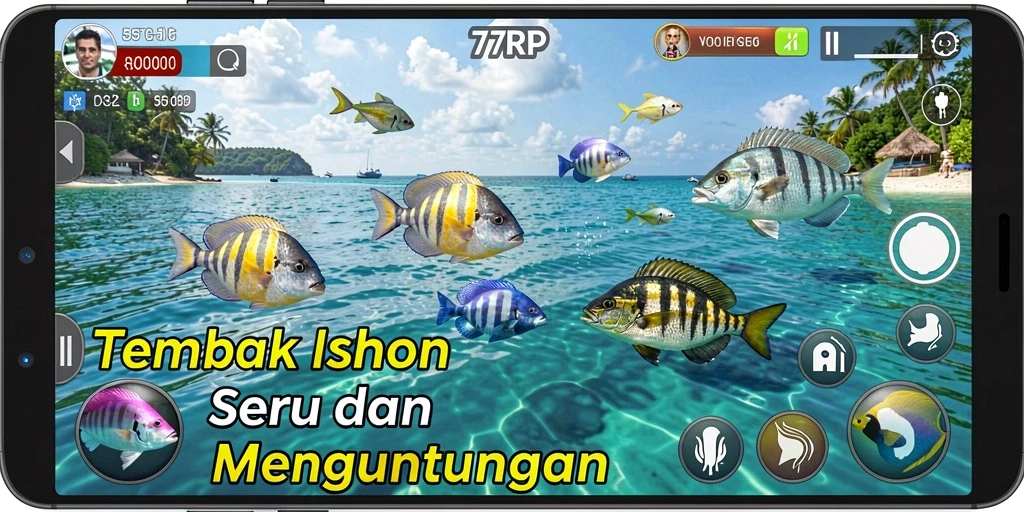 Tampilan grafis luar biasa dari gameplay Tembak Ikan.