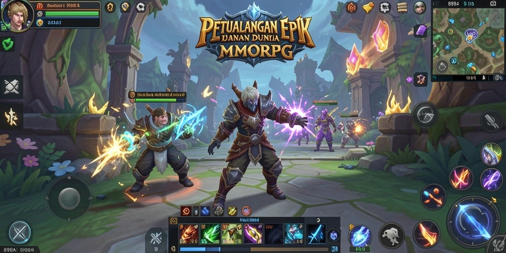 Tangkapan layar utama 898A menampilkan aksi seru dalam pertempuran MMORPG.