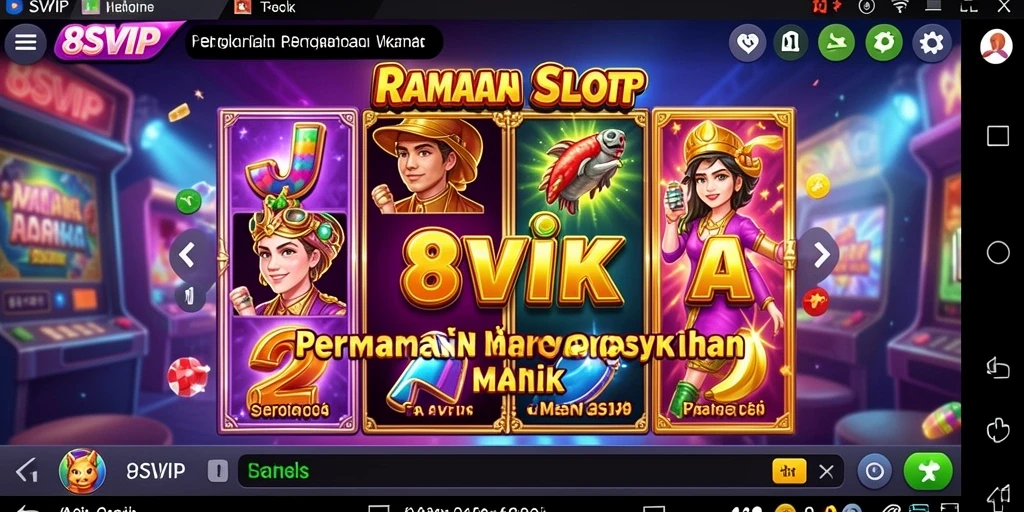 Tampilan gameplay menarik di 8SVIP dengan berbagai simbol slot.