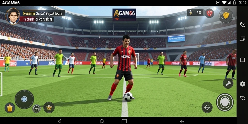 Screenshot AGAM66 menampilkan aksi seru permainan sepak bola.