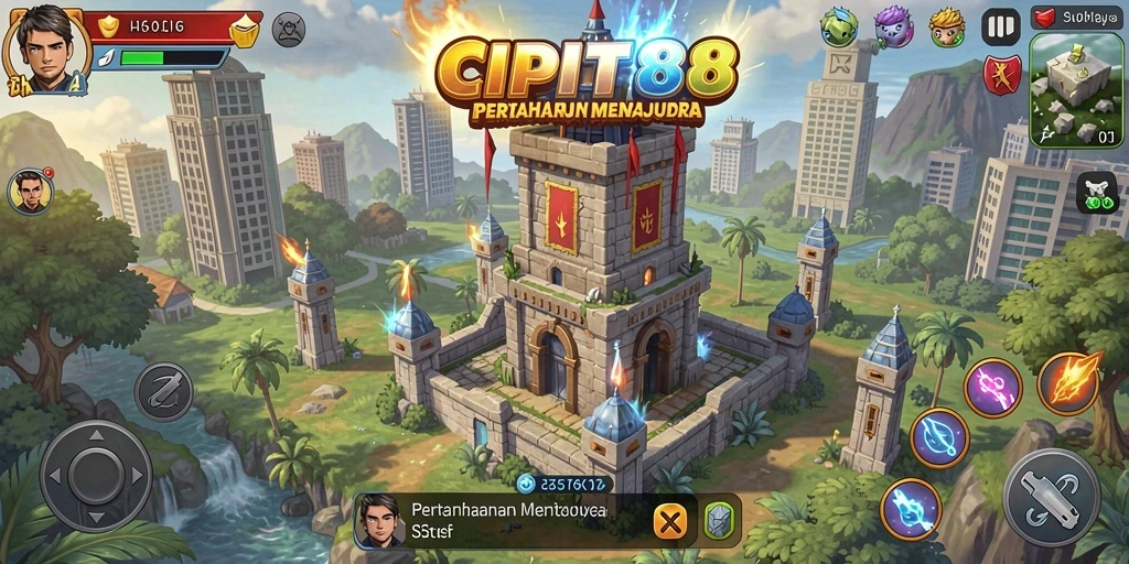 Tampilan gameplay menara pertahanan yang mendebarkan di CIPIT88.
