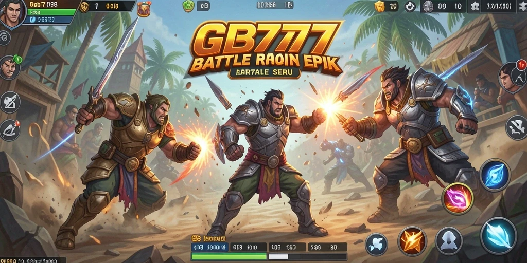 Screenshot GB777 menunjukkan pertarungan Battle Royale yang mendebarkan.