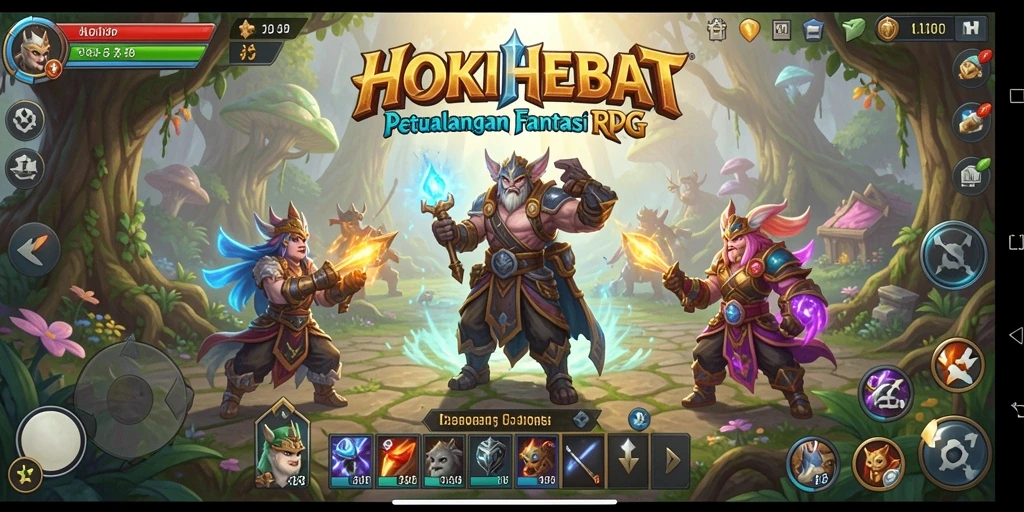 Gameplay HOKIHEBAT menampilkan aksi seru dalam pertarungan RPG.
