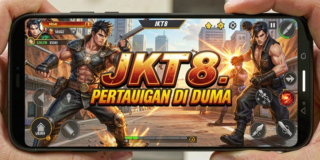 Tangkapan layar menampilkan aksi seru dalam pertarungan karakter JKT8.