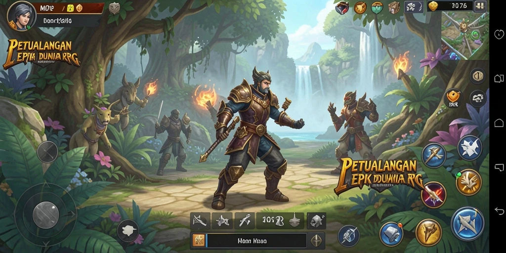 Tangkapan layar gameplay <strong>MPO76</strong> menampilkan pertempuran epik di dunia fantastis.
