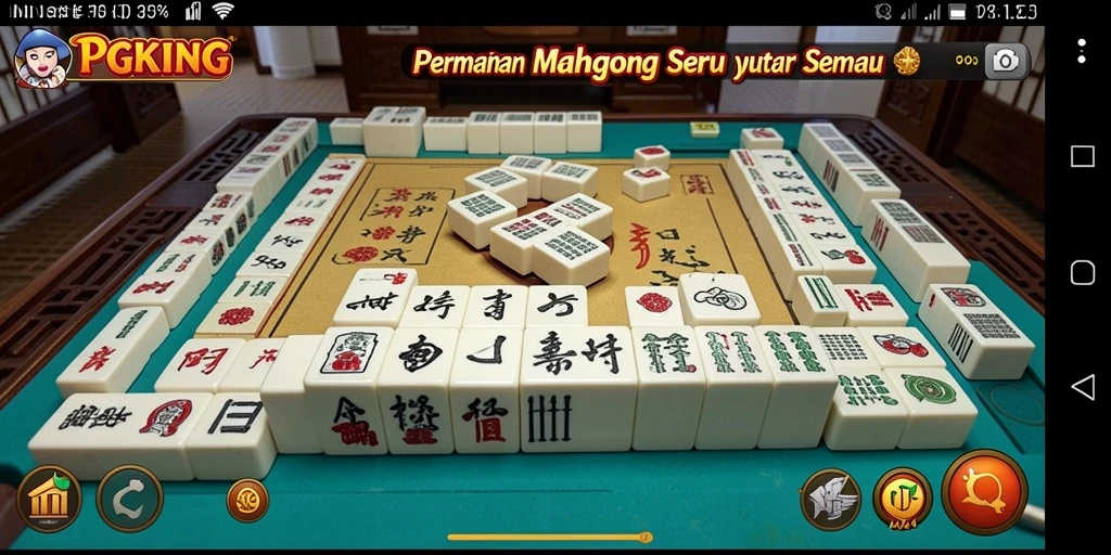 Tampilan menarik PGKING saat pemain menyusun batu Mahjong.