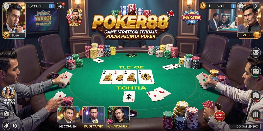 Screenshot utama POKER88 menampilkan aksi seru dalam permainan poker SLG.
