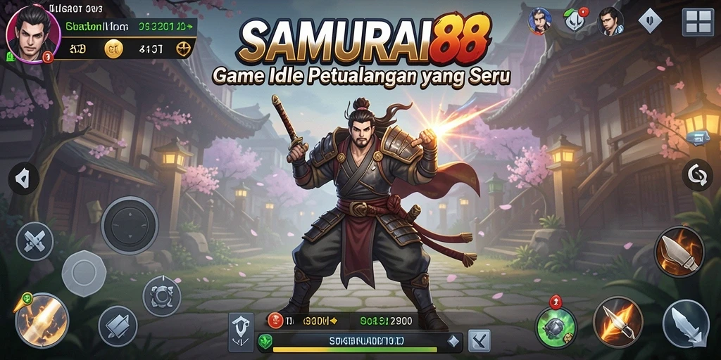 Tampilan gameplay menarik dalam SAMURAI88 yang menampilkan pertempuran Idle.