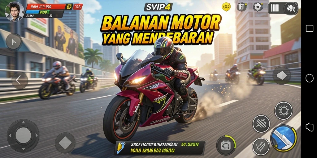 Tampilan seru gameplay balapan motor di SVIP4.