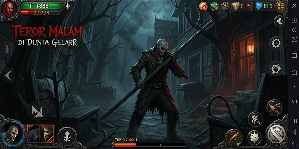 Screenshot menampilkan aksi mendebarkan dalam kegelapan game Horror.