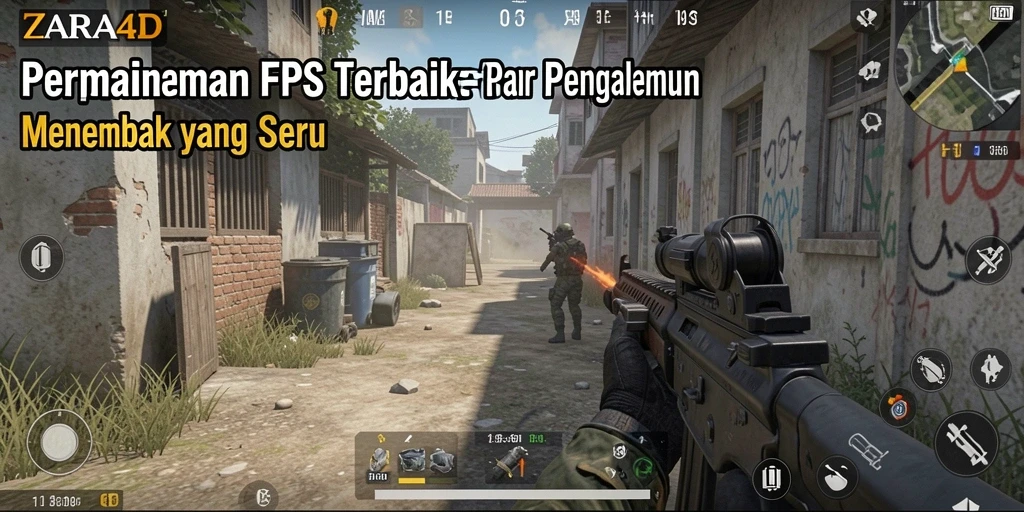 Tampilan aksi seru di ZARA4D saat bertempur dengan senjata.